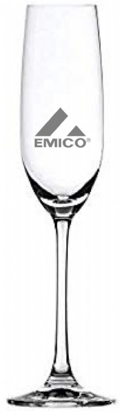 Smalt champagneglas med graverad logo