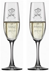 champagneglas med gravyr