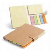 Anteckningsblcok med sticky notes.