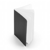 Svart anteckningsblock med färgat papper.