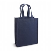 Liten men bred kasse med tryckt logo.