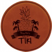 Glasunderlägg i konstläder med gravyr