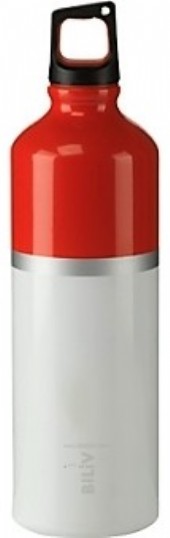 Två tonad aluminiumflaska med silver rand.