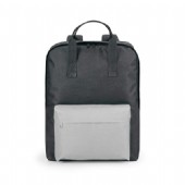 svart ryggsäck med framficka i fem olika färger.