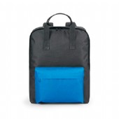 svart ryggsäck med framficka i fem olika färger.