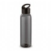 Sportflaska i mörkgrå plast med färgad kork
