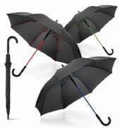 Svart paraply med kontrastfärg på skaftet