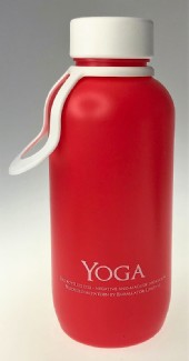 Flaska i bioplast med lock och bärrem i svart eller vit