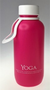 Flaska i bioplast med lock och bärrem i svart eller vit