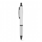 Profilpenna med gummerat grepp och svart clip.