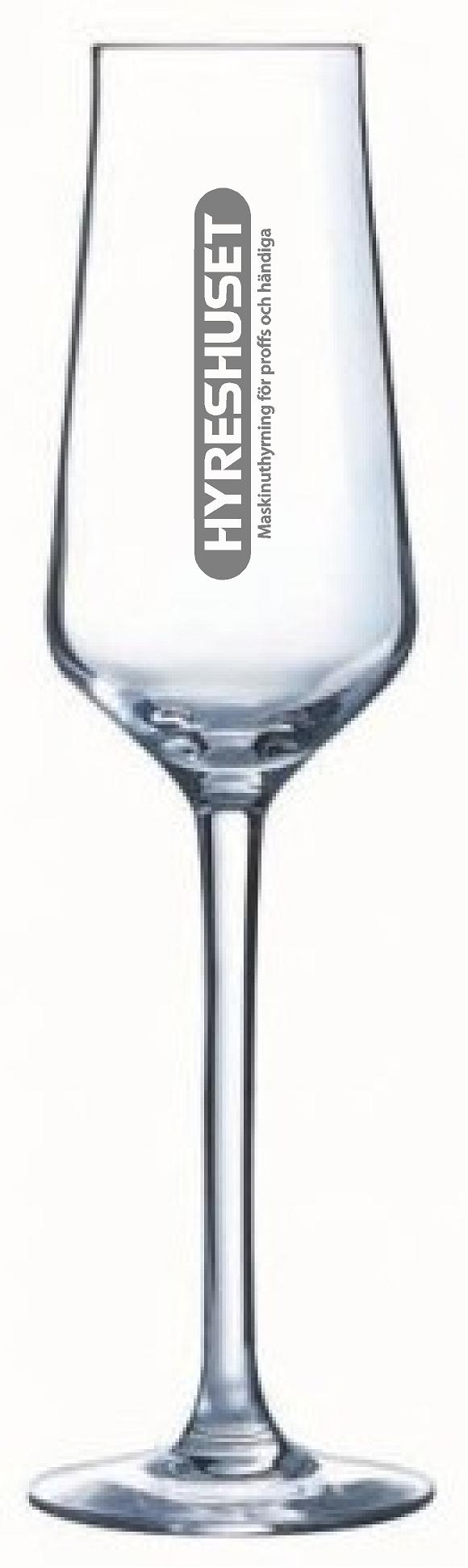 Champagneglas med graverad logo