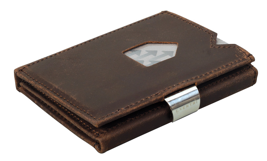 Exentri Nubuck Brown Smart plånbok/korthållare