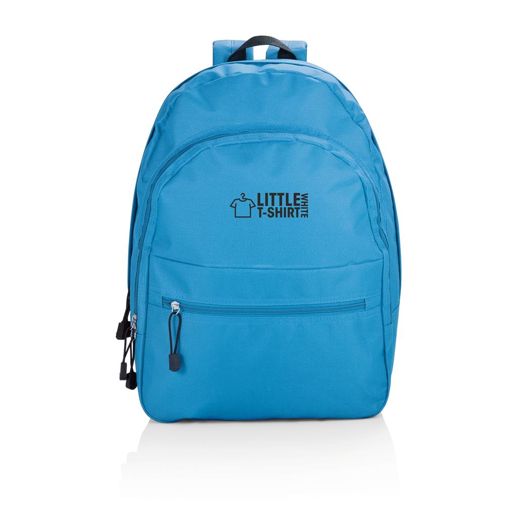 Prisvärd ryggsäck med 3 fack i blå färg.