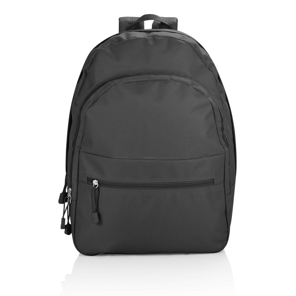 Prisvärd ryggsäck med 3 fack i svart färg.