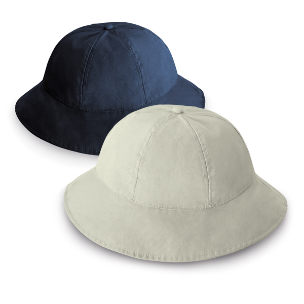 Safarihatt med tryck, finns i blå eller vit.