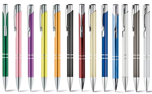 Aluminiumpenna i 13 olika färger.